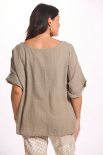Back image of Catherine lily white taupe star top. 