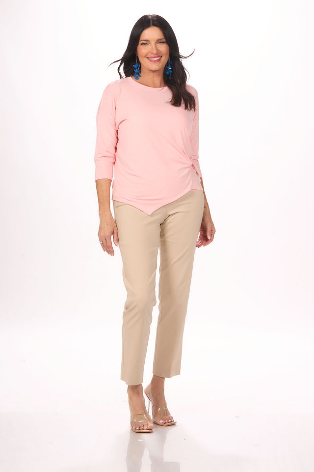 Front image of nally & millie light pink knot top.