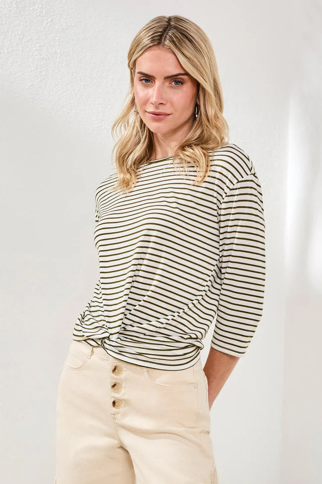 3/4 Sleeve Boat Neck Top