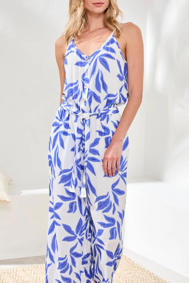 Sleeveless Button Front Jumpsuit