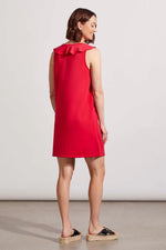 Back image of Tribal frill a-line dress in red. 