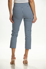 Back image of UP! navy gingham printed pants. 