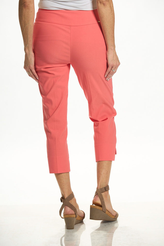 Back image of UP! coral high/low capri. 