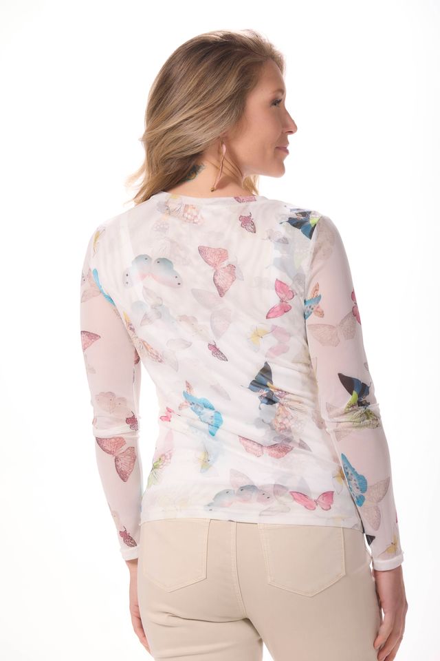 Long Sleeve Butterfly Mesh Top