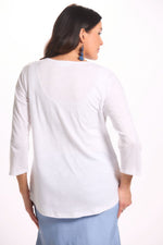 Back image of lulu b white emily tee. Basic v-neck top. 