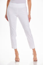 Front image of UP! petal leg ankle pants. White pull on basic pants. 