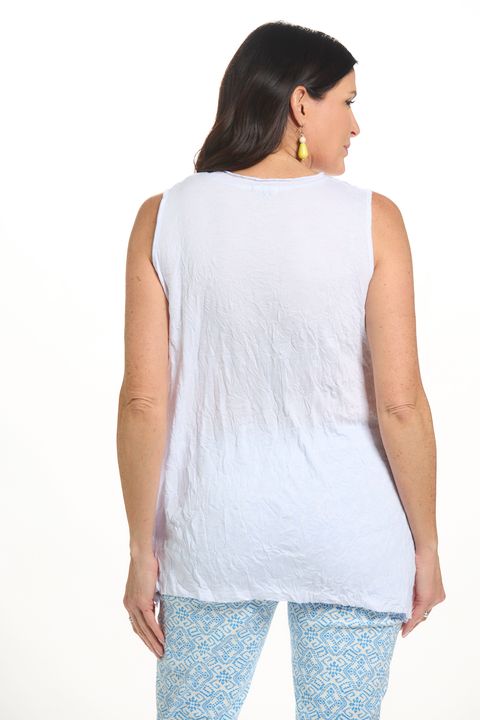 Back image of shana white crinkle tank. 
