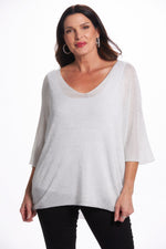 Front image of white shimmer top. Made in Italy white shimmer top. 