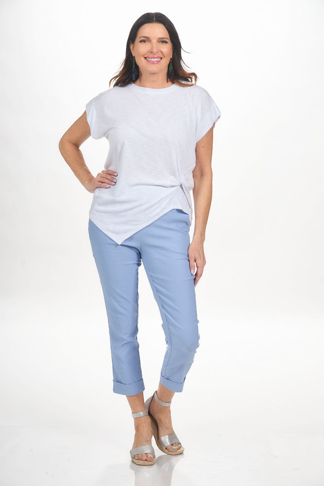 Front image of Nallie & Millie short sleeve knot front top. 