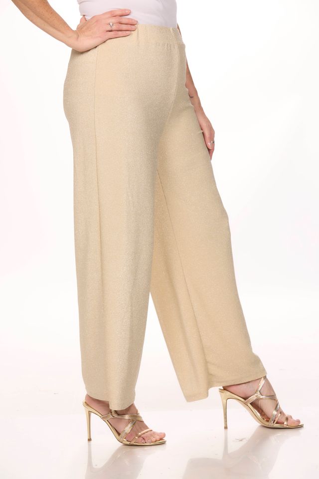 Side image of pull on ankle pants in golden.