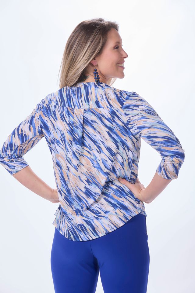 Wrap 3/4 Sleeve Animal Print Top