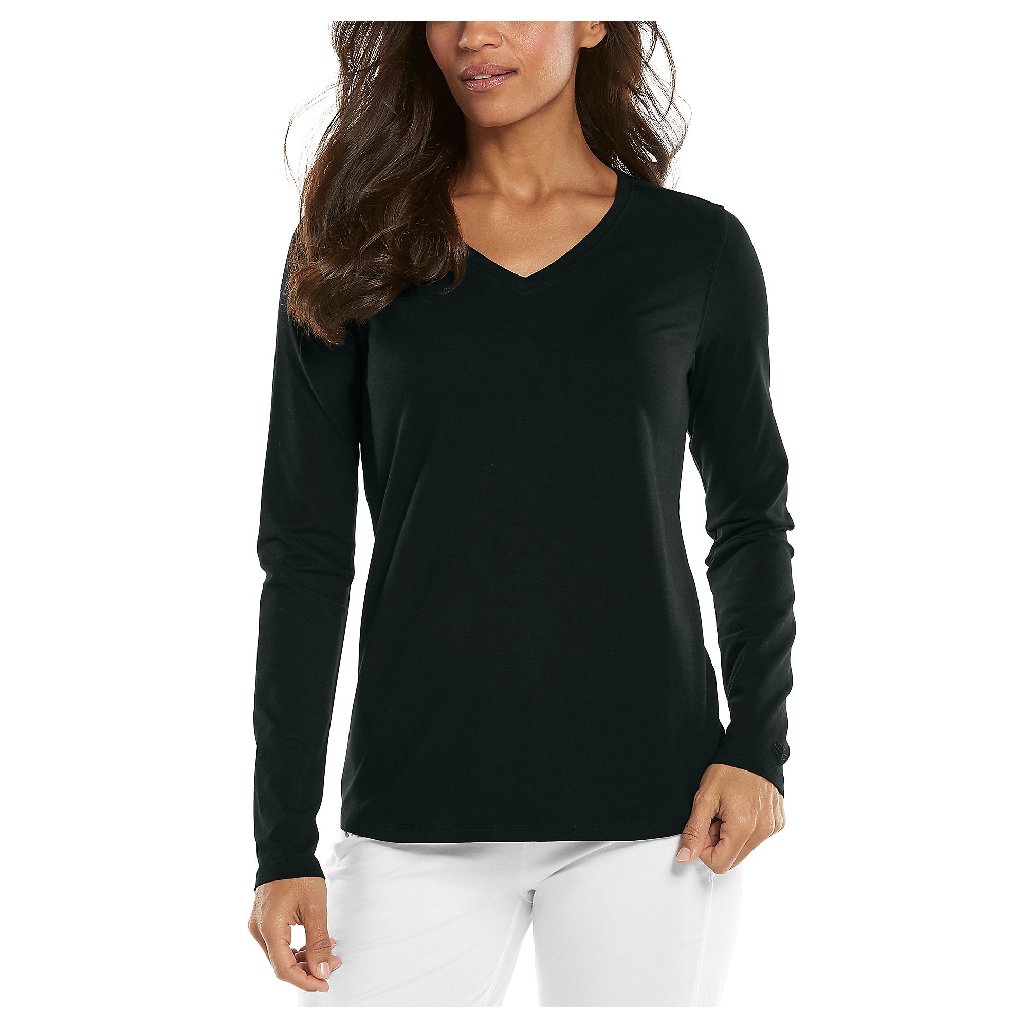 deep v neck long sleeve shirt