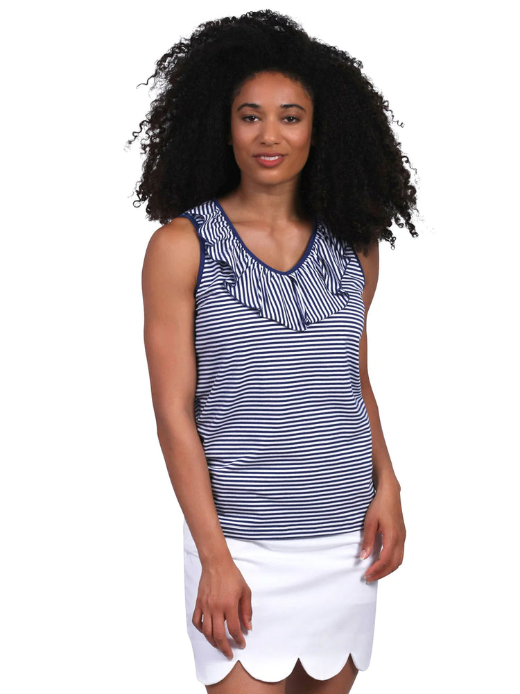 Front image of Anaclare sassy scallop skort in white. 
