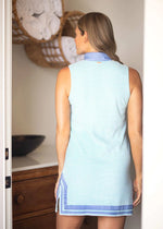 Back image of Cabana Life mint stripe sleeveless terry tunic. 