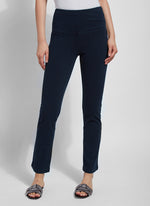 Front view of Lysse denim straight leg pant in indigo. Pull on pant. 