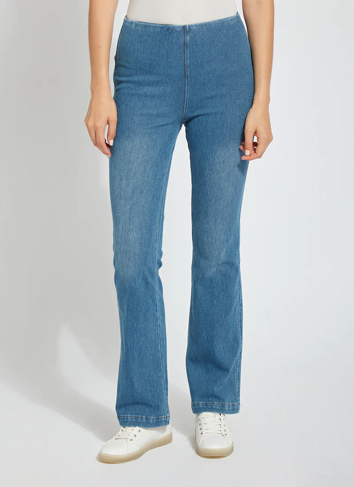 Image of Lysse  Mid Wash Pull On Jeans with back pockets, Baby Bootcut Denim 