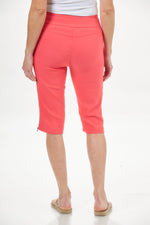 Back View Image of Patchington Resort Wear Melon Paint zipper detail Skimmer. Pull On 16" Side Leg Zip Skimmer