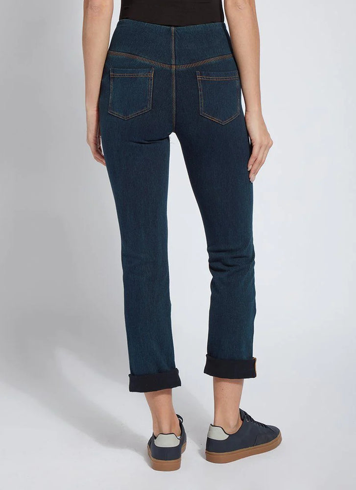 Back View Image of Indigo jeans with back pockets and cuffed leg, Boyfriend Denim