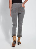 Back View Image of Mid Grey jeans with back pockets and cuffed leg, Boyfriend Denim