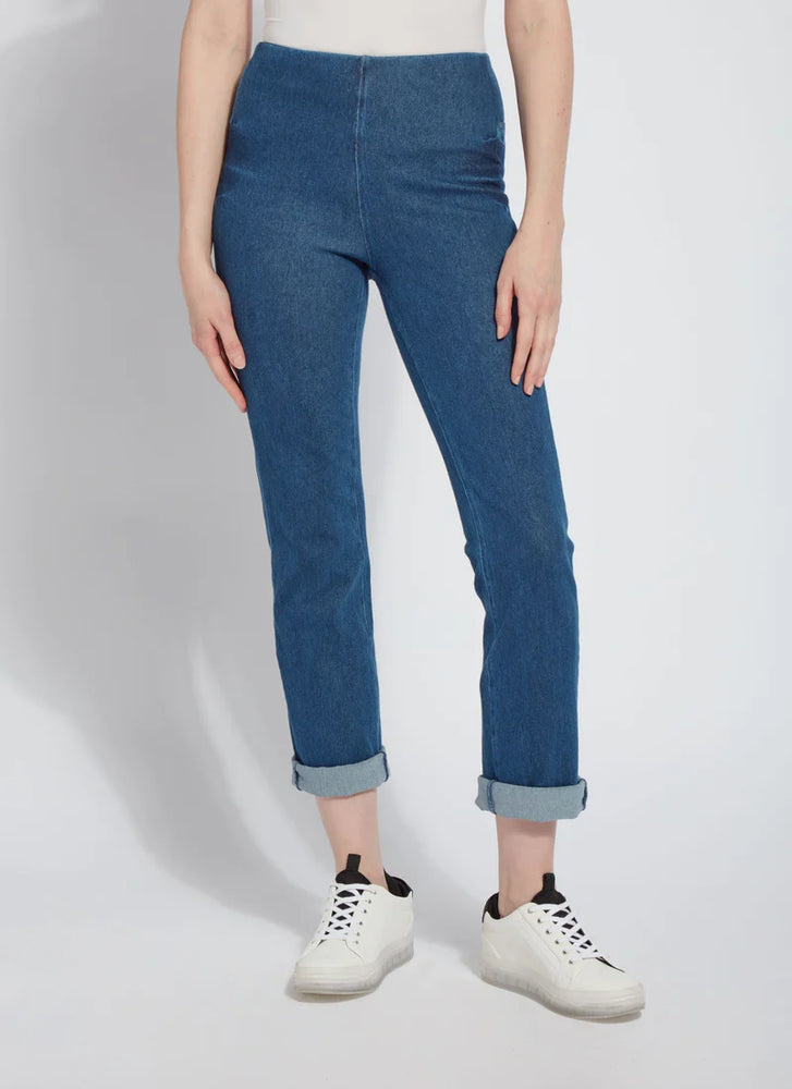 Image of Mid Wash jeans with back pockets and cuffed leg, Boyfriend Denim