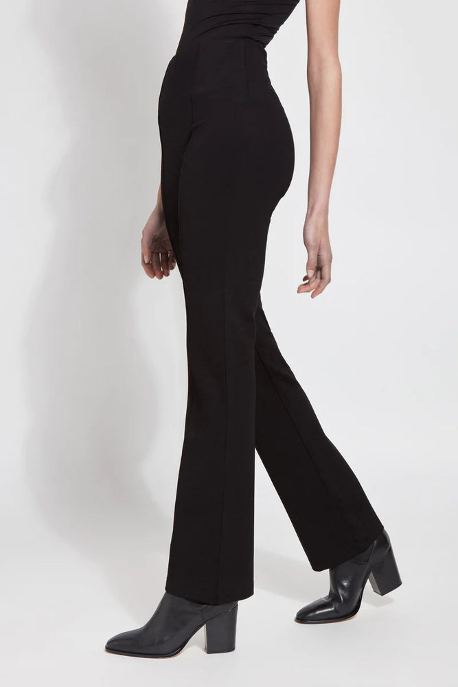 Side View Image of Lysse Black fit and flare, 4 way stretch., Elysse Wide Leg Pant