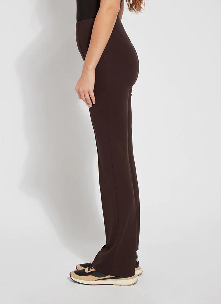Side View Image of Lysse Double Espresso fit and flare, 4 way stretch. Elysse Wide Leg Pant