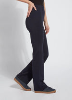 Side View Image of Lysse Midnight fit and flare, 4 way stretch. Elysse Wide Leg Pant