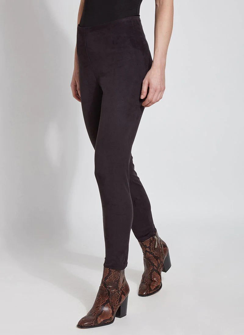 Side View Image of Lysse Black legging , Hi Waist Suede Legging