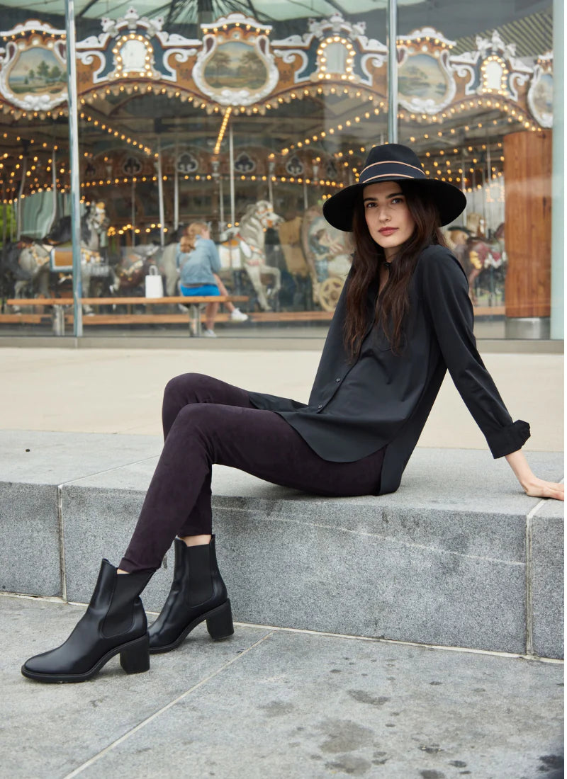 Glam Image of Lysse Black legging , Hi Waist Suede Legging