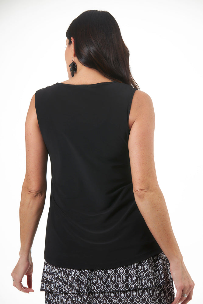 image of the back of sleeveless ruffle top from the destination collection