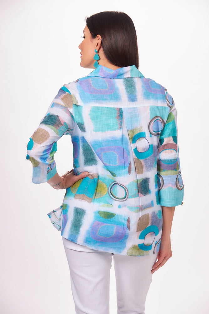 Naomi Print Linen Shirt Jacket
