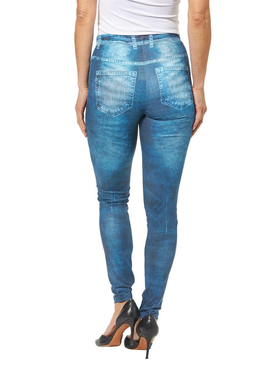 High-waisted blue wash legging 