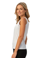 Classic two-way tank. Wear it two ways. White classic tank top. Destination Collection.
