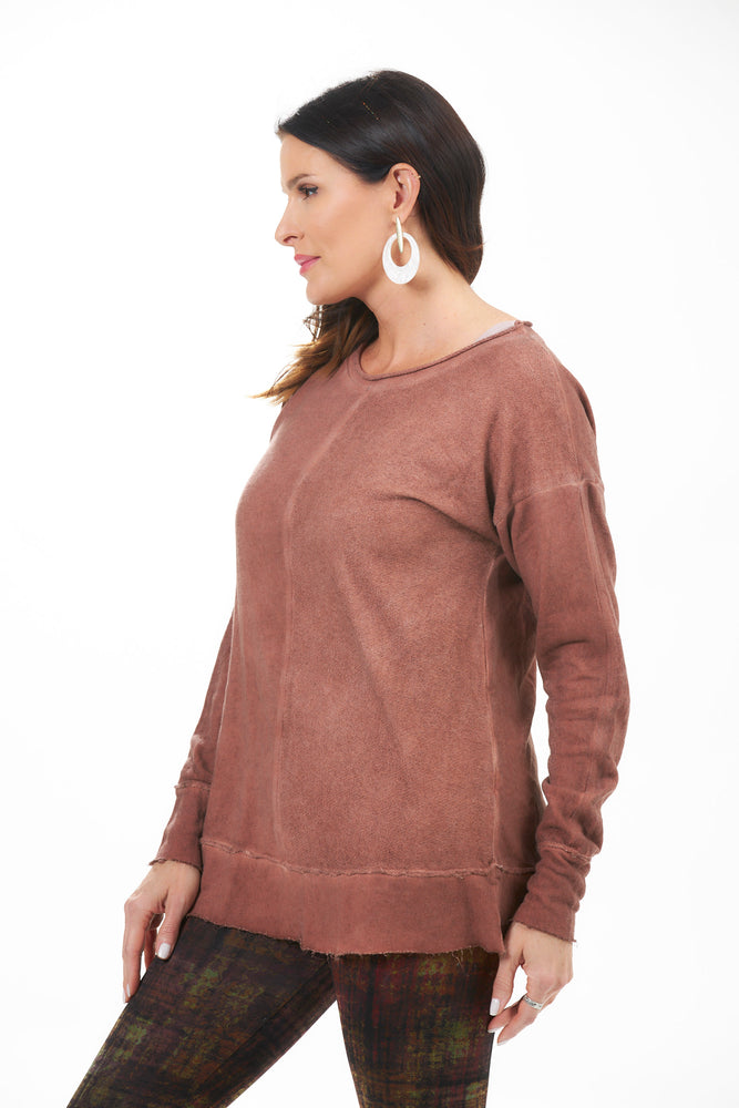 Side View Image of M.Rena Paprika french terry Tunic. French Terry Tunic