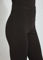 Front View Close Up Image of Lysse Black legging with concealed signature waistband. Signature Center Seam