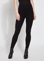 Image of Lysse Black legging with concealed signature waistband. Signature Center Seam