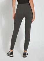 Back View Image of Lysse Charcoal legging with concealed signature waistband. Signature Center Seam