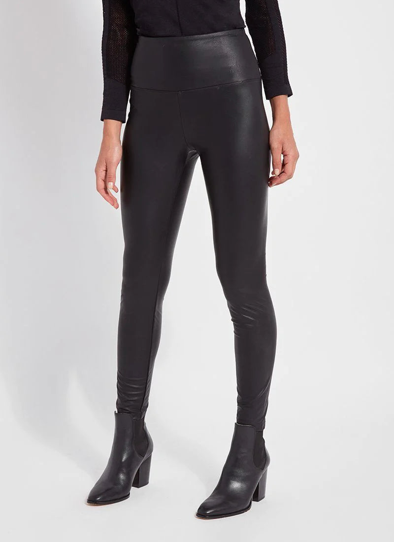 Image of Lysse Kohl Black Leather Legging, Textured Leather Legging