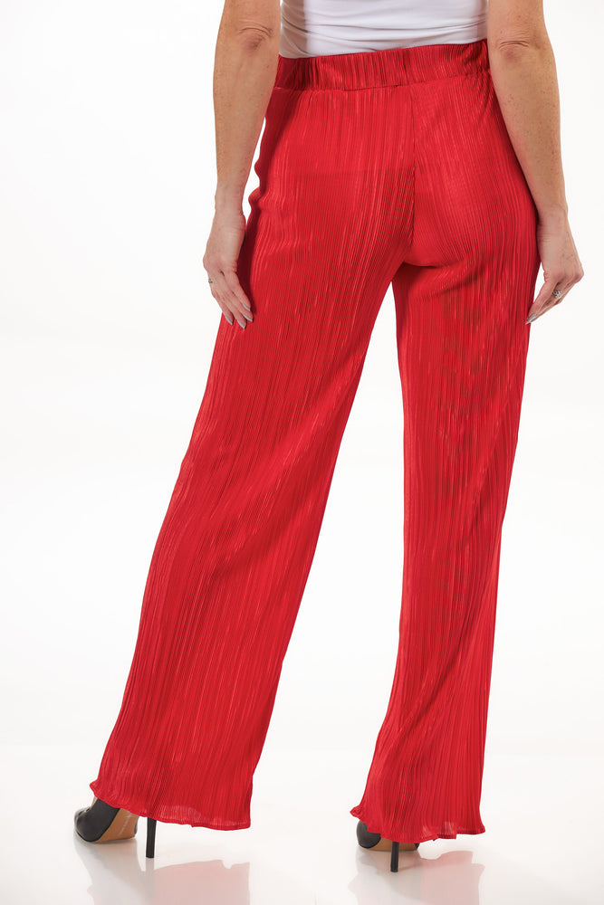 Back View Image of Patchington Red Crinkle Pant. Crinkle Pleated Pant