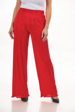 Front View Image of Patchington Red Crinkle Pant. Crinkle Pleated Pant