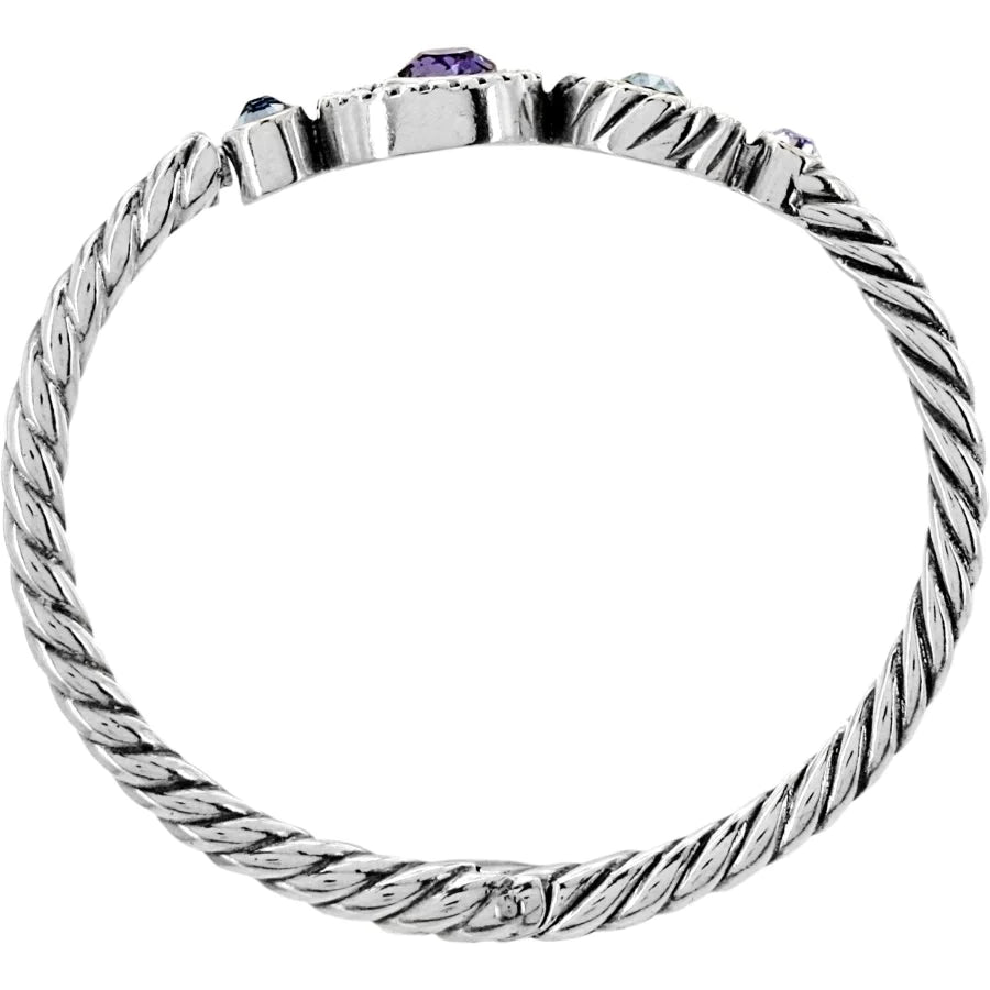 Top image of Brighton Halo Hinged bangle. Brighton silver bracelet. 