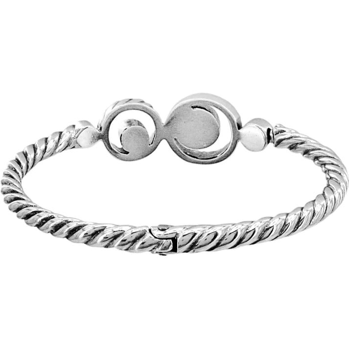 Back image of Brighton Halo Hinged bangle. Brighton silver bracelet. 