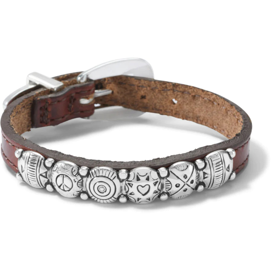 Front image of Harmony Bandit Bracelet in brown. Brighton bracelet. 