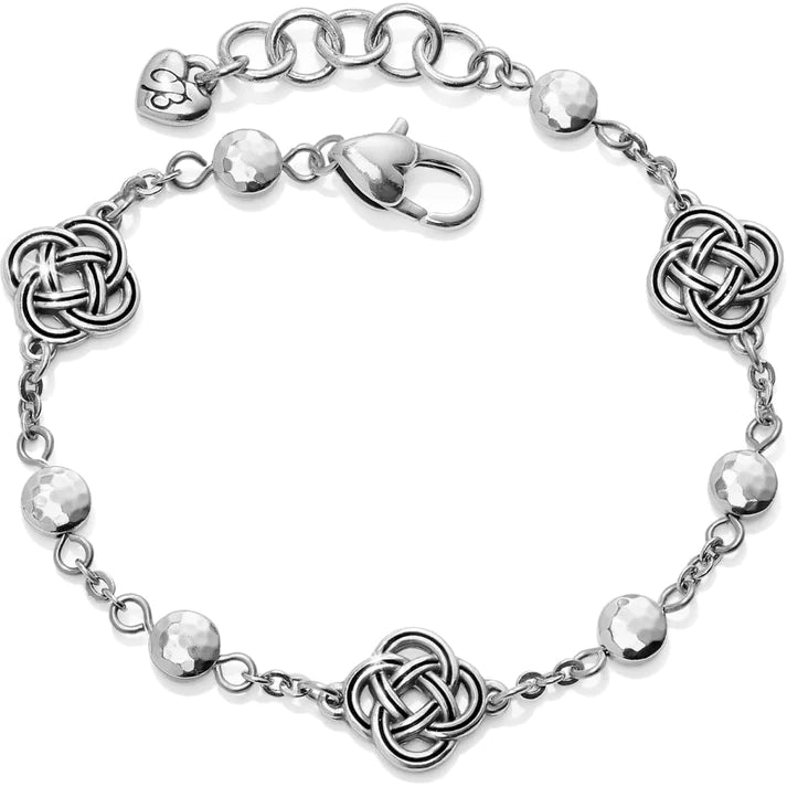 Front image of Interlok petite station bracelet. Silver clasp bracelet. 