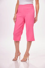 Front image of lulu b pull on culotte. Hot pink pull on capri. 