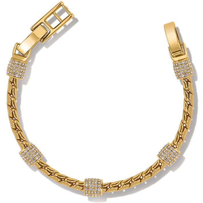 Front image of Brighton meridian bracelet. Gold Brighton bracelet. 
