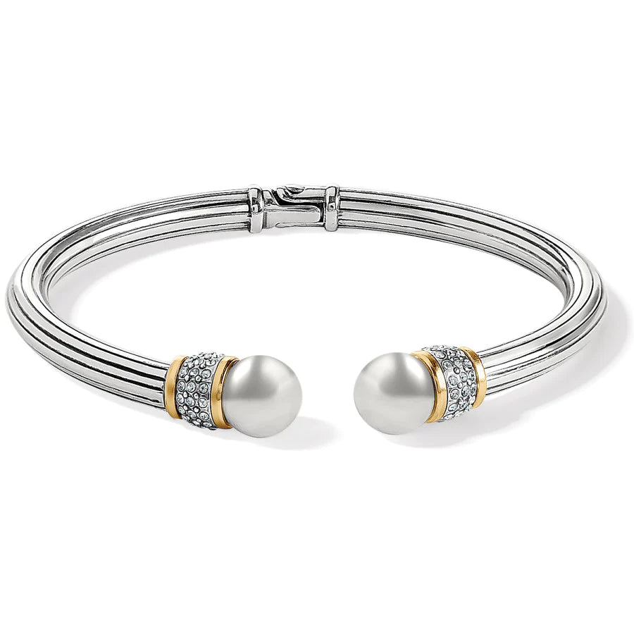 Front image of Brighton Meridian Open Hinged Bangle. Silver and gold meridian brighton bracelet. 