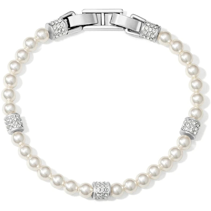 Front image of Brighton meridian petite pearl bracelet. Brighton clasp bracelet. 