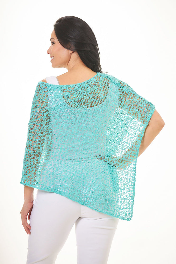 Blue popcorn poncho with knit fabric