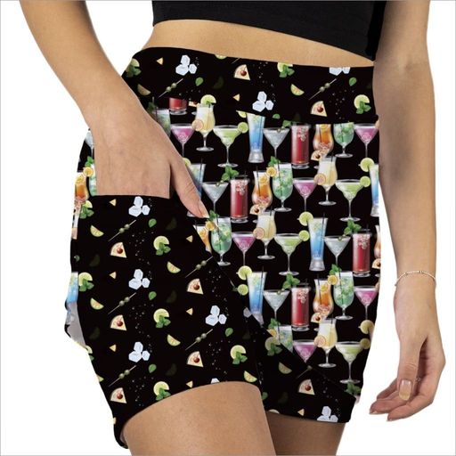 Front image of pull on skort obsession skort. After five print. 